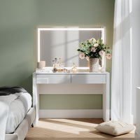 Vicco Tavolo da toilette Bianco lucido/bianco 110 cm con specchio a LED