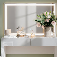 Vicco Tavolo da toilette Bianco lucido/bianco 110 cm con specchio a LED