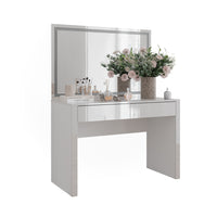 Vicco Tavolo da toilette Bianco lucido/bianco 110 cm con specchio a LED