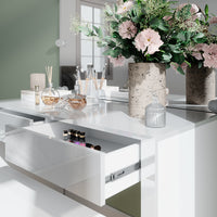 Vicco Tavolo da toilette Bianco lucido/bianco 110 cm con illuminazione a LED e panca