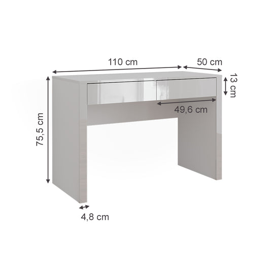 Vicco Scrivania Bianco lucido/bianco 110 x 50 cm con 2 cassetti