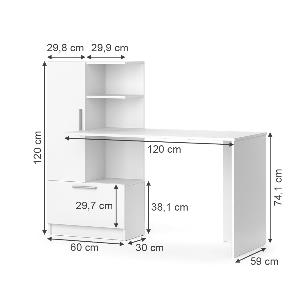 Vicco Scrivania con ripiani Bianco 150 x 59.3 cm
