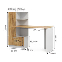 Vicco Scrivania Rovere bianco/dorato 150 x 59 cm