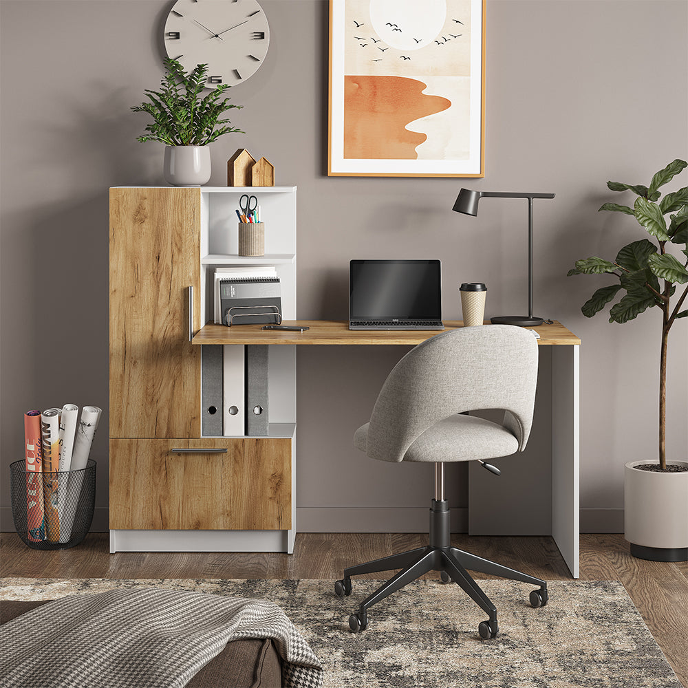 Vicco Scrivania Rovere bianco/dorato 150 x 59 cm