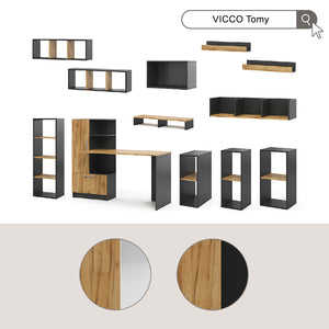 Vicco Mobiletto per PC Antracite/quercia dorata 28.5 x 50 cm 2 scomparti