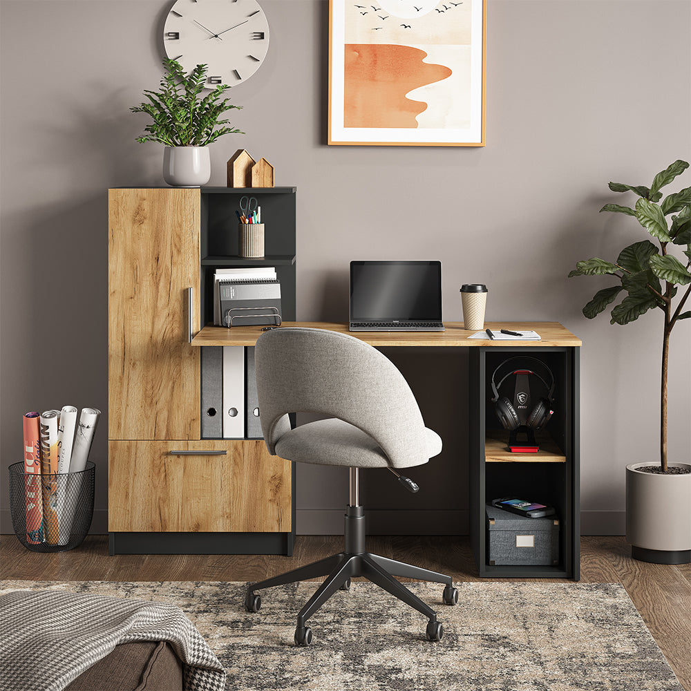 Vicco Mobiletto per PC Antracite/quercia dorata 28.5 x 50 cm 2 scomparti