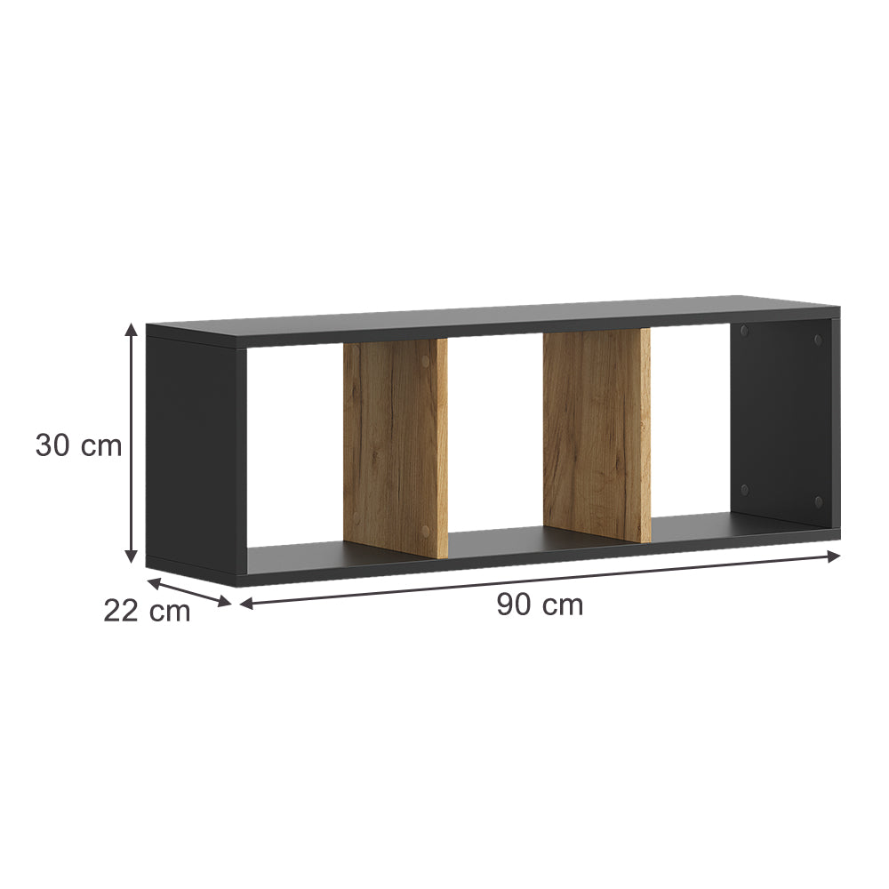 Vicco Libreria da parete Antracite/quercia dorata 90 x 30 cm Set di 2