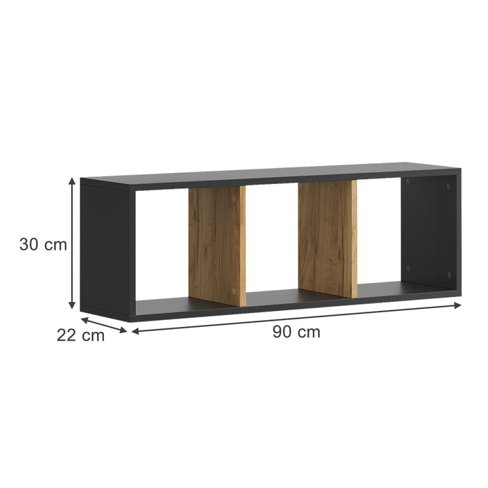 Vicco Libreria da parete Antracite/quercia dorata 90 x 30 cm Set di 2