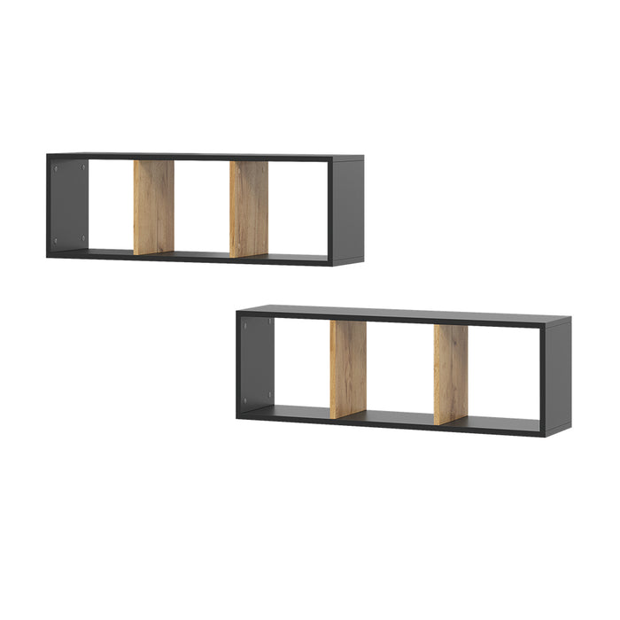 Vicco Libreria da parete Antracite/quercia dorata 90 x 30 cm Set di 2