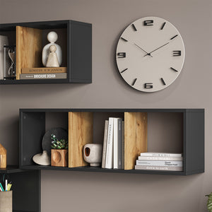 Vicco Libreria da parete Antracite/quercia dorata 90 x 30 cm Set di 2