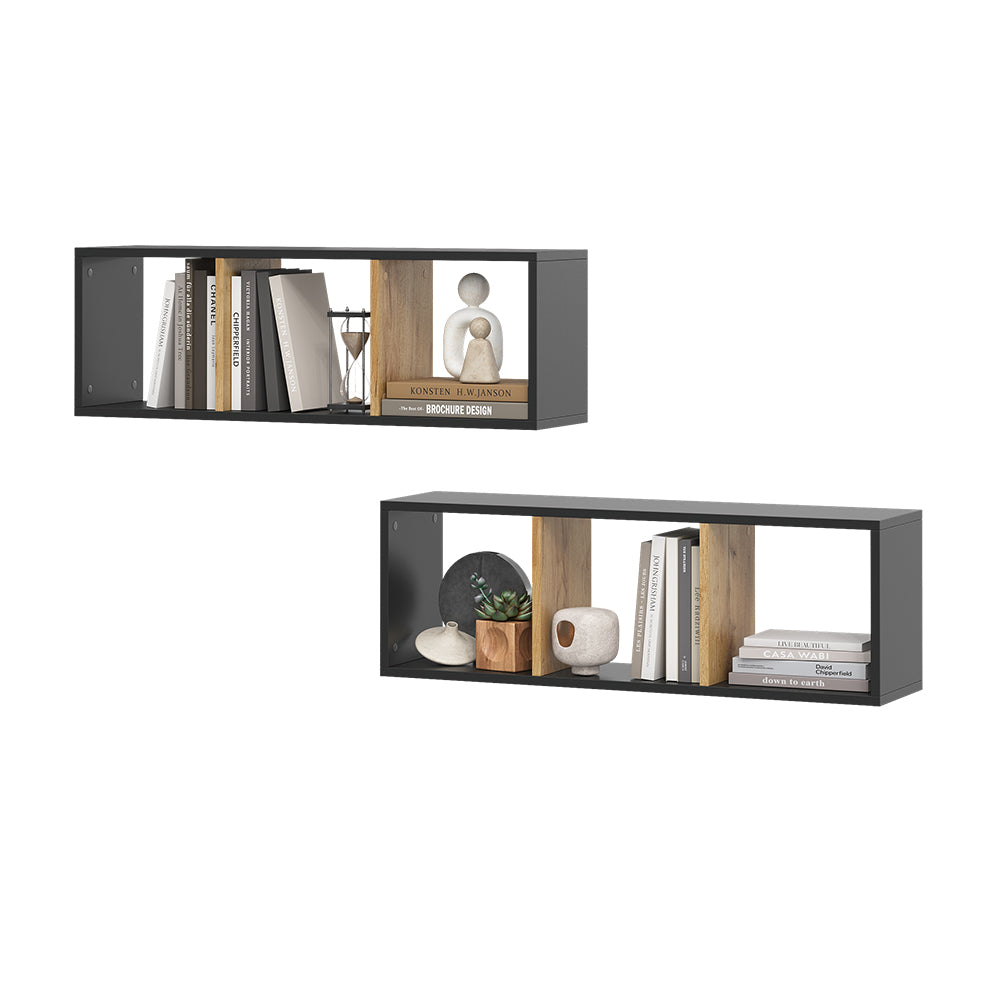 Vicco Libreria da parete Antracite/quercia dorata 90 x 30 cm Set di 2
