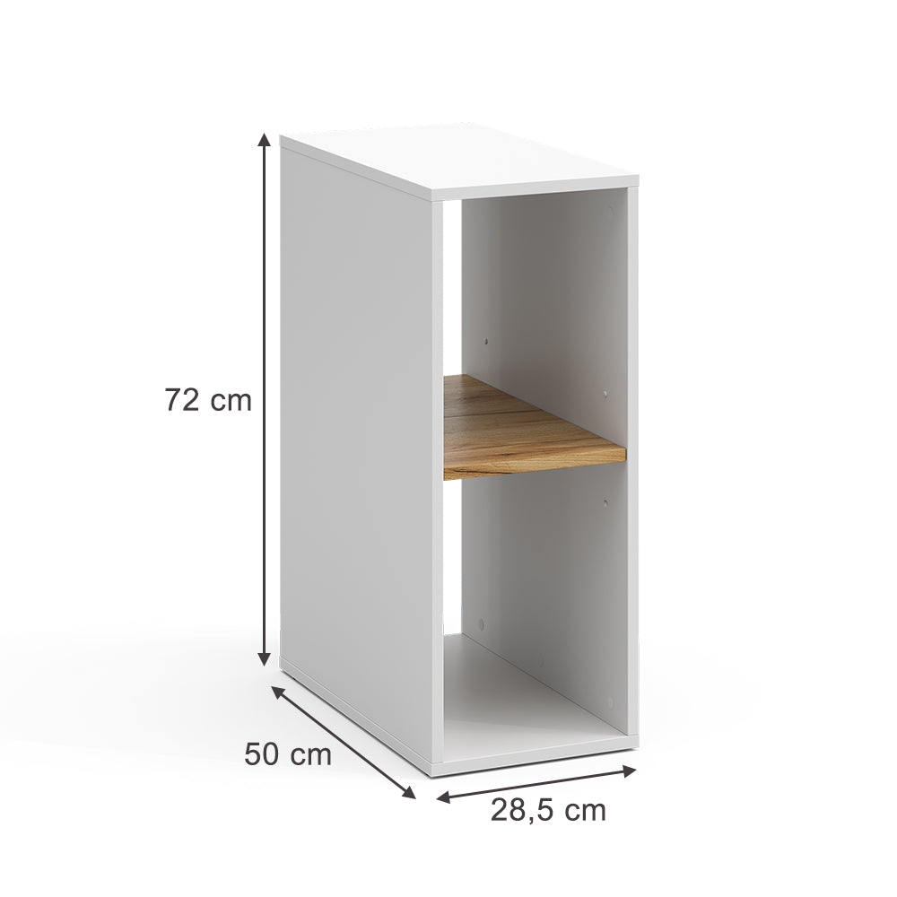 Vicco Mobiletto per PC Rovere bianco/dorato 28.5 x 50 cm con 2 scomparti aperti