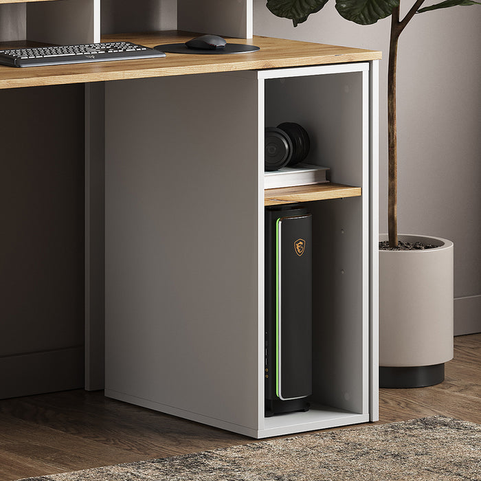 Vicco Mobiletto per PC Rovere bianco/dorato 28.5 x 50 cm con 2 scomparti aperti