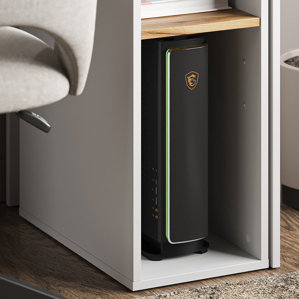 Vicco Mobiletto per PC Rovere bianco/dorato 28.5 x 50 cm con 2 scomparti aperti