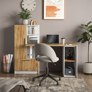 Vicco Mobiletto per PC Rovere bianco/dorato 28.5 x 50 cm con 2 scomparti aperti