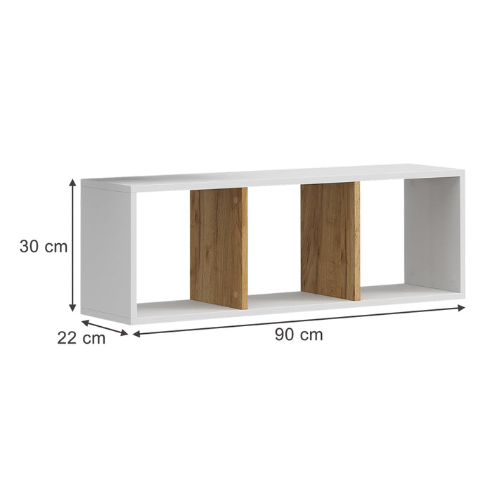 Vicco Scaffale a muro Rovere bianco/dorato 90 x 30 cm Set di 2