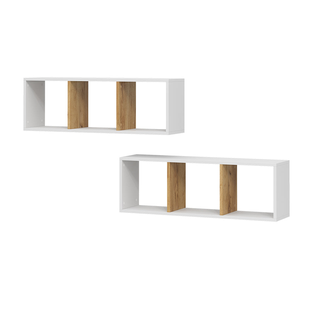 Vicco Scaffale a muro Rovere bianco/dorato 90 x 30 cm Set di 2