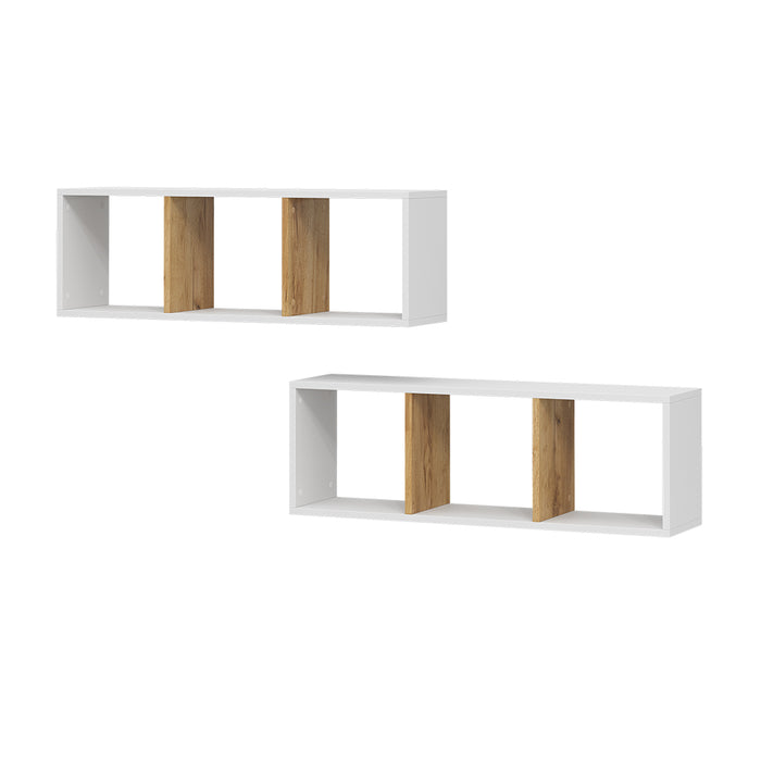 Vicco Scaffale a muro Rovere bianco/dorato 90 x 30 cm Set di 2