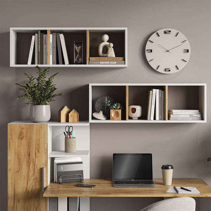 Vicco Scaffale a muro Rovere bianco/dorato 90 x 30 cm Set di 2