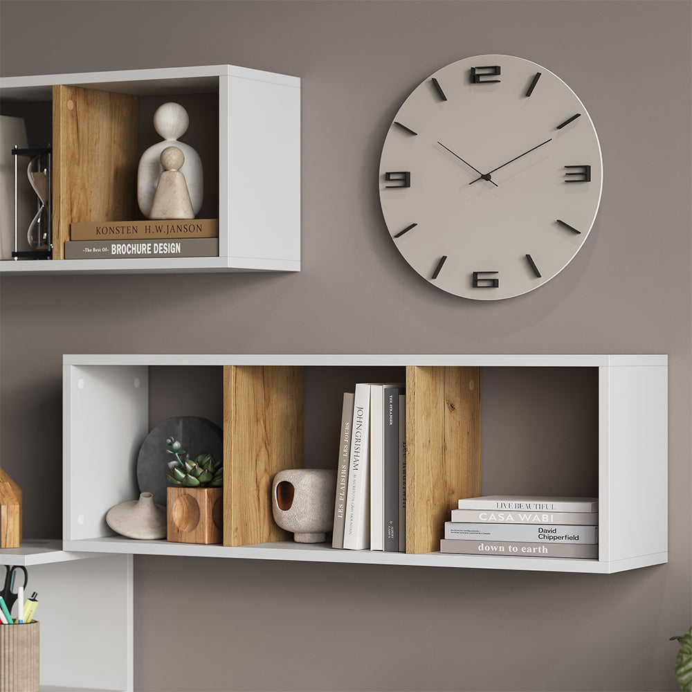 Vicco Scaffale a muro Rovere bianco/dorato 90 x 30 cm Set di 2