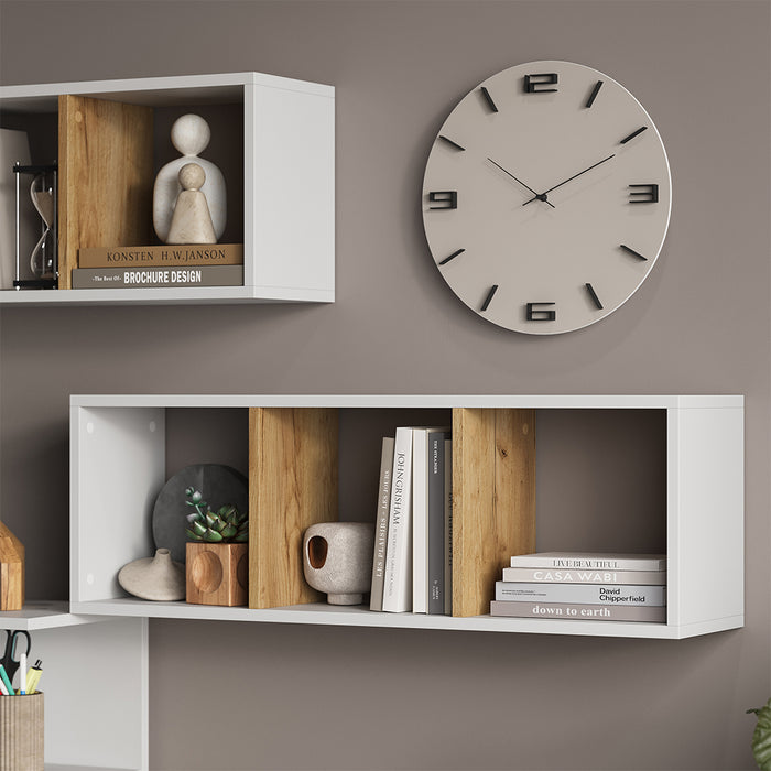 Vicco Scaffale a muro Rovere bianco/dorato 90 x 30 cm Set di 2