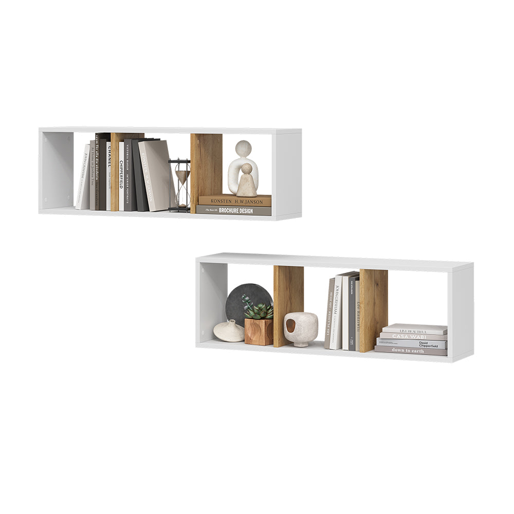 Vicco Scaffale a muro Rovere bianco/dorato 90 x 30 cm Set di 2