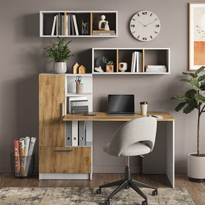 Vicco Scaffale a muro Rovere bianco/dorato 90 x 30 cm Set di 2