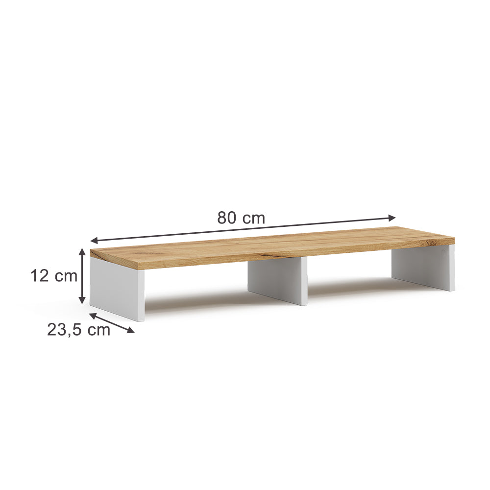 Vicco Supporto per monitor Rovere bianco/dorato 80 x 12 cm