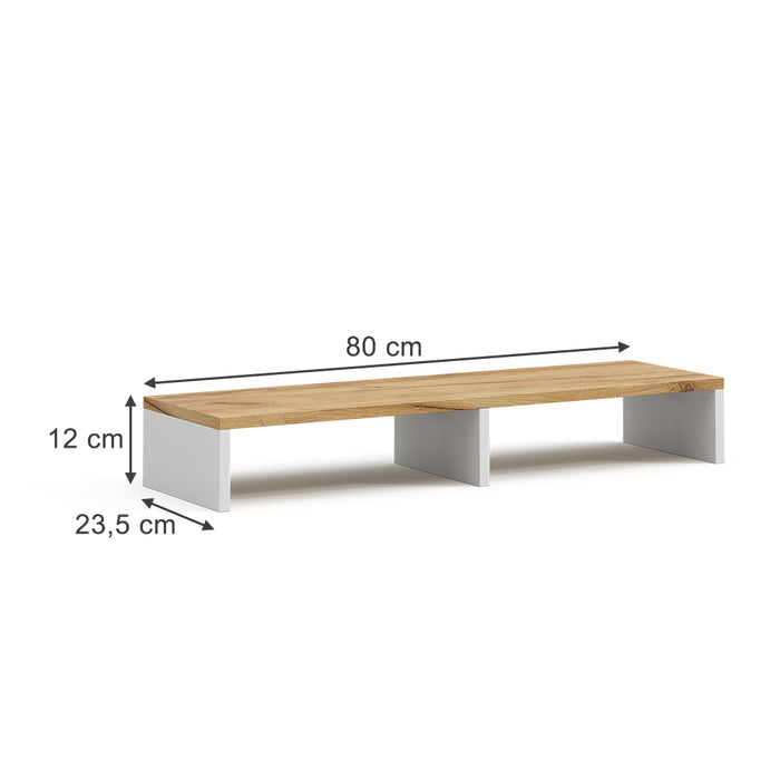 Vicco Supporto per monitor Rovere bianco/dorato 80 x 12 cm
