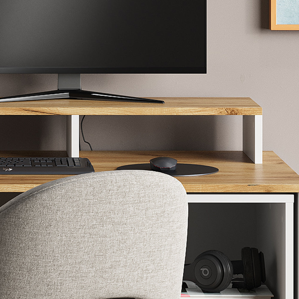 Vicco Supporto per monitor Rovere bianco/dorato 80 x 12 cm