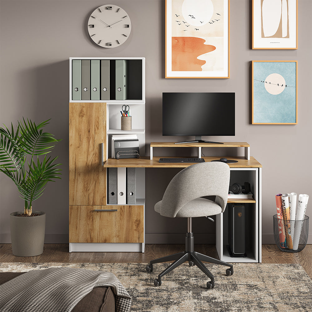 Vicco Supporto per monitor Rovere bianco/dorato 80 x 12 cm