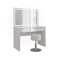 Vicco Tavolo da toilette Bianco lucido/bianco 110 cm con specchio LED e sgabello