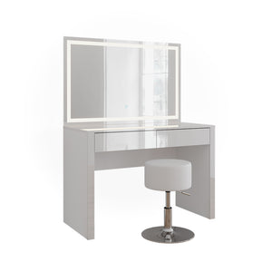 Vicco Tavolo da toilette Bianco lucido/bianco 110 cm con specchio LED e sgabello