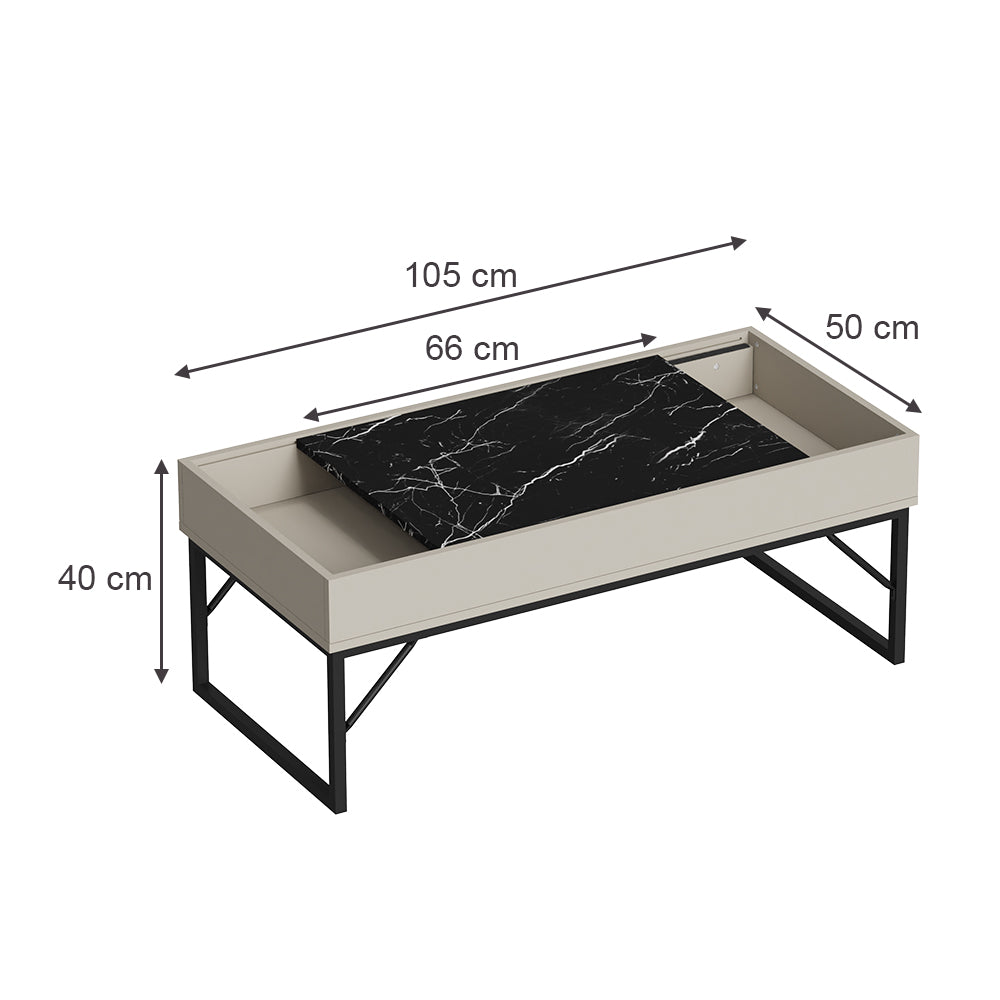 Vicco Tavolino da salotto Bianco crema 105 x 50 cm