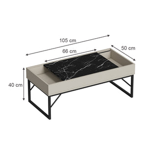 Vicco Tavolino da salotto Bianco crema 105 x 50 cm