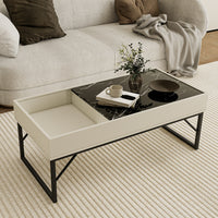 Vicco Tavolino da salotto Bianco crema 105 x 50 cm