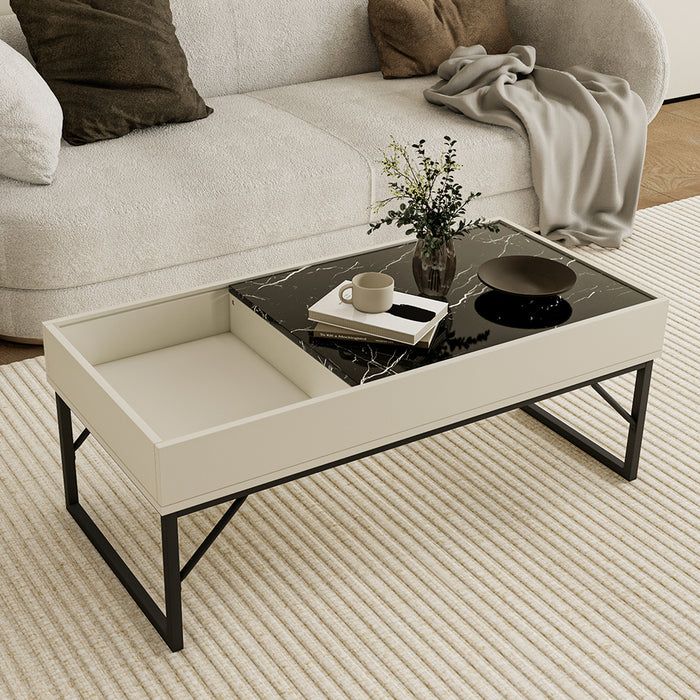 Vicco Tavolino da salotto Bianco crema 105 x 50 cm