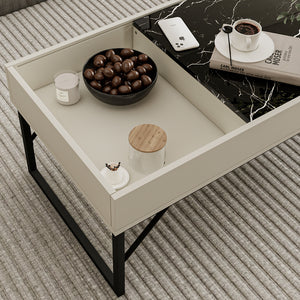 Vicco Tavolino da salotto Bianco crema 105 x 50 cm