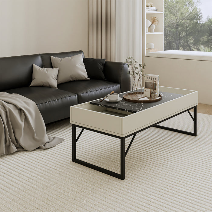 Vicco Tavolino da salotto Bianco crema 105 x 50 cm