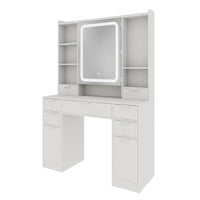 Vicco Tavolo da toilette Bianco 105 cm con specchio a LED
