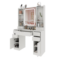 Vicco Tavolo da toilette Bianco 105 cm con specchio a LED