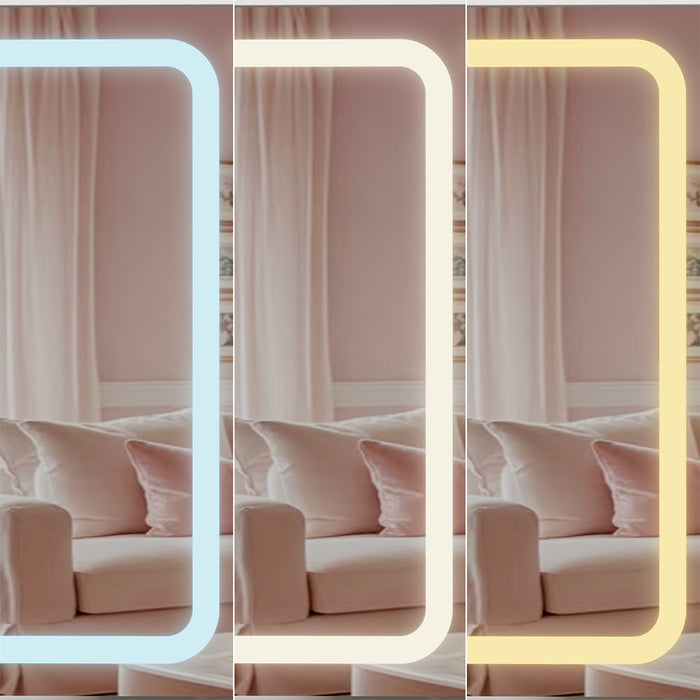 Vicco Tavolo da toeletta Bianco 105 cm con specchio LED e sgabello