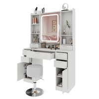 Vicco Tavolo da toeletta Bianco 105 cm con specchio LED e sgabello