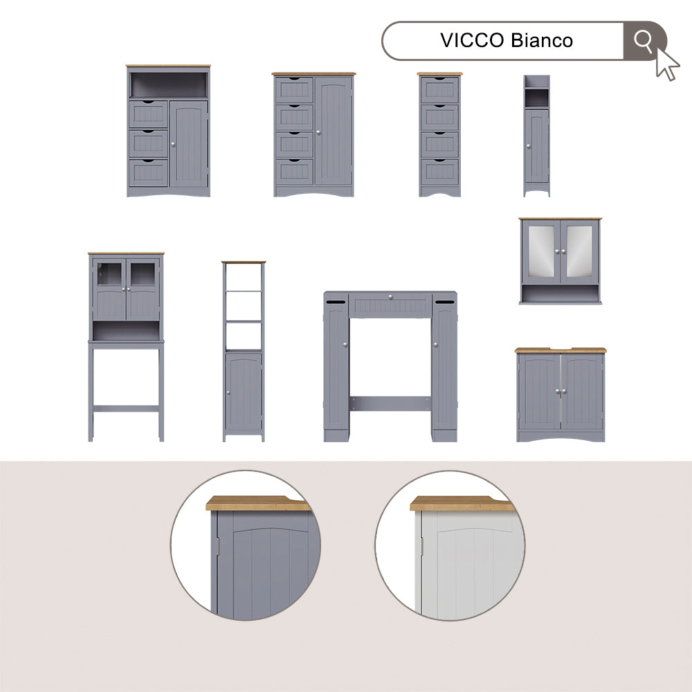 Vicco mobiletto bagno Grigio 18 x 81 cm con 5 scomparti