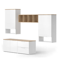 Vicco Parete attrezzata Bianco/Sonoma 5 parti