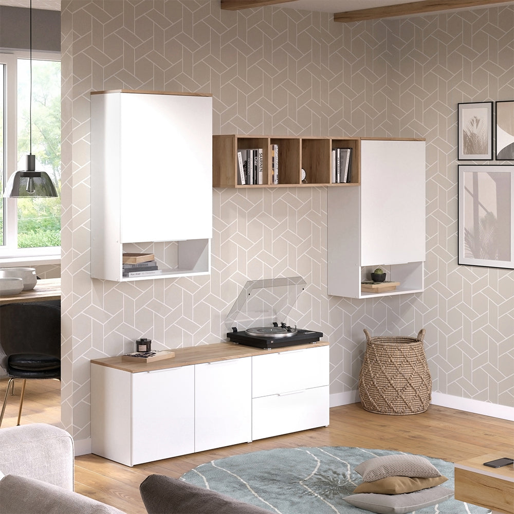 Vicco Parete attrezzata Bianco/Sonoma 5 parti