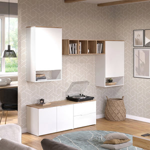 Vicco Parete attrezzata Bianco/Sonoma 5 parti