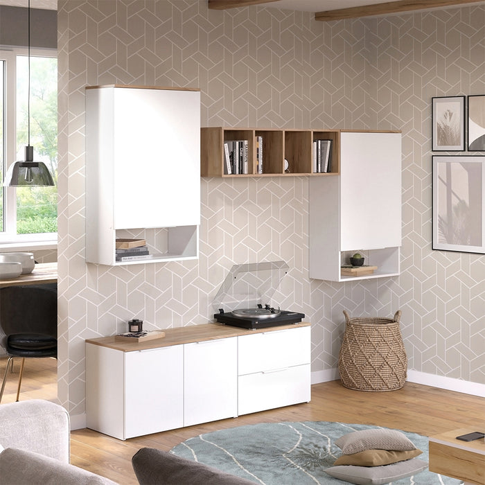 Vicco Parete attrezzata Bianco/Sonoma 5 parti