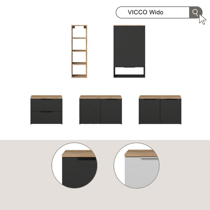 Vicco Parete attrezzata Bianco/Sonoma 5 parti