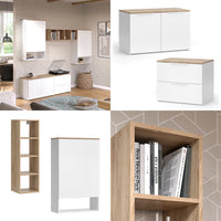 Vicco Parete attrezzata Bianco/Sonoma 5 parti